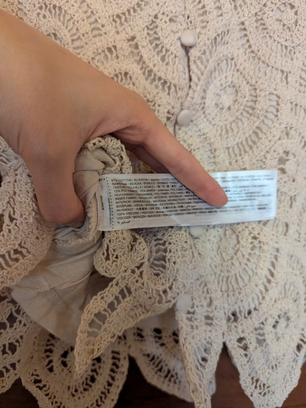 Mango Crochet Button Up Tank with Scalloped Hem - Picture 4 of 5